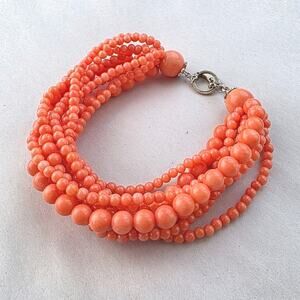 Michael Valitutti Gems en Vogue 18K Sterling 925 Nine Strand Coral Bead Bracelet